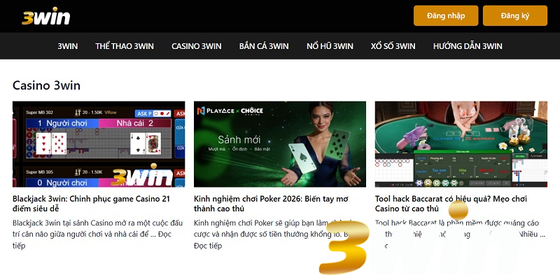 Casino 3win - Tất tần tật trò chơi đánh bạc chuẩn quốc tế