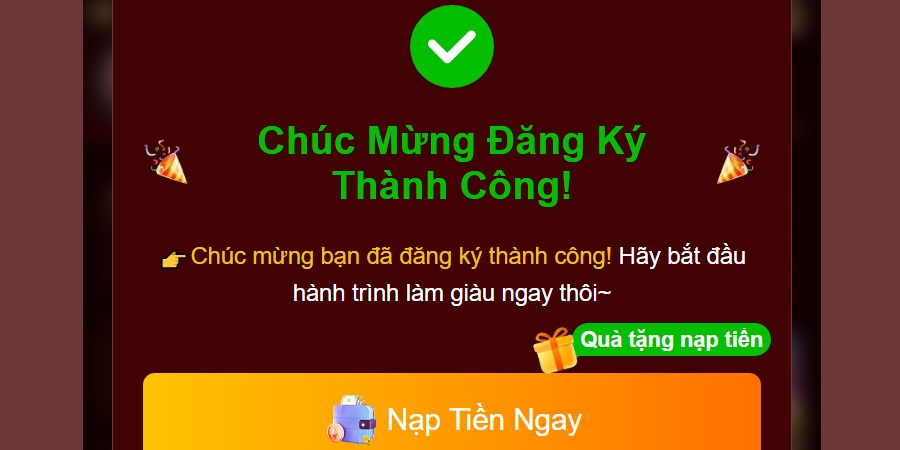 Chúc mừng đăng ký 3win thành công