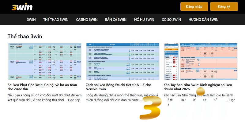 Thể thao 3win - Thiên đường cược trực tuyến đẳng cấp quốc tế